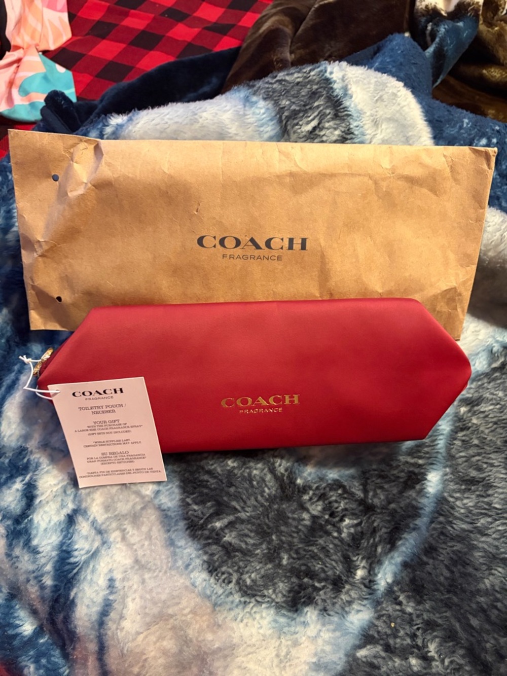 Coach Red Leather Fragrance Pouch with Gold Logo